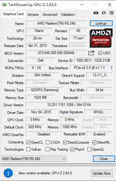 r5 240 GPUz 错误信息